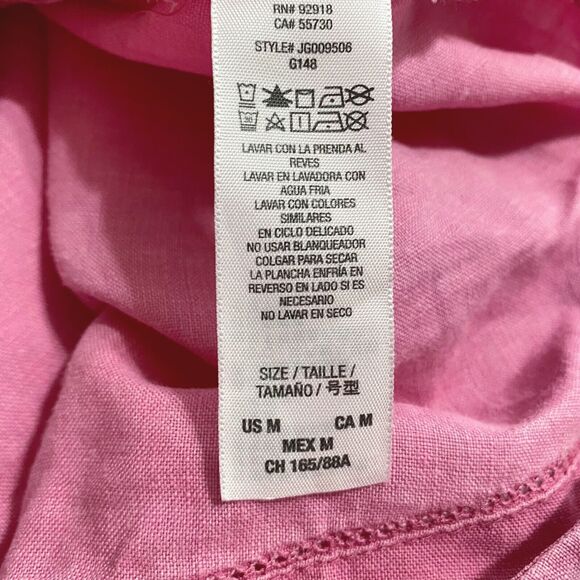 Juicy Couture Womens Mini Dress M Pink Linen Sleeveless Gold Buttons Drawstring - Picture 8 of 9